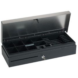APG E3600 Flip Top Cash Drawer, 24V,Black, Stainless steel lid-MFS165BL460